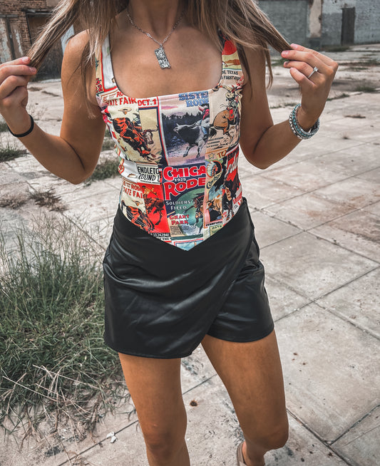 Norma Cowboy Collage Corset Top