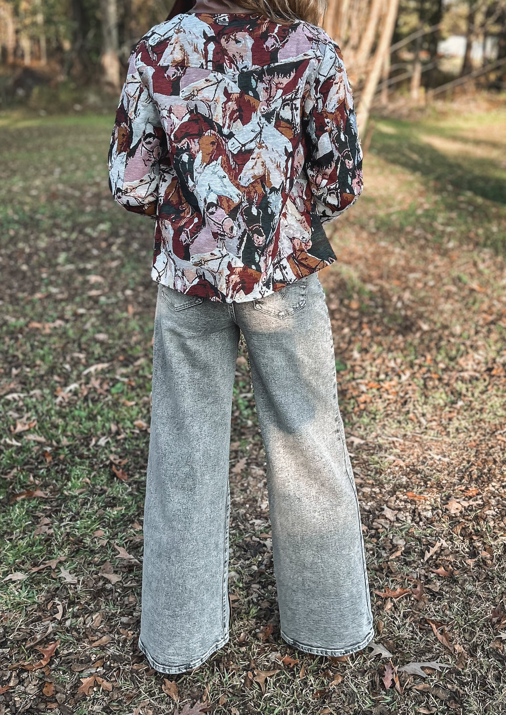 Grey Stone Wide-Leg Jeans