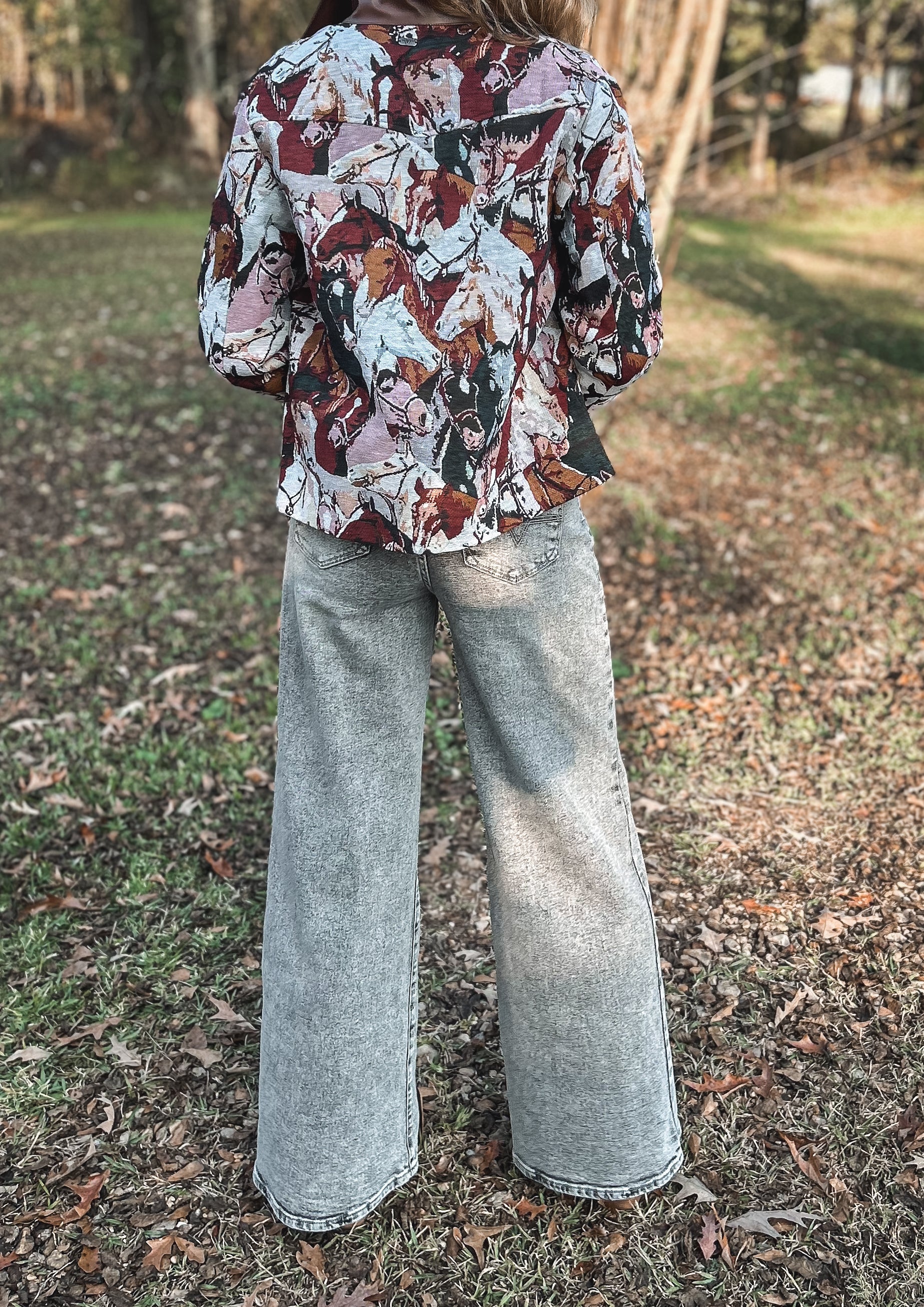 Grey Stone Wide-Leg Jeans